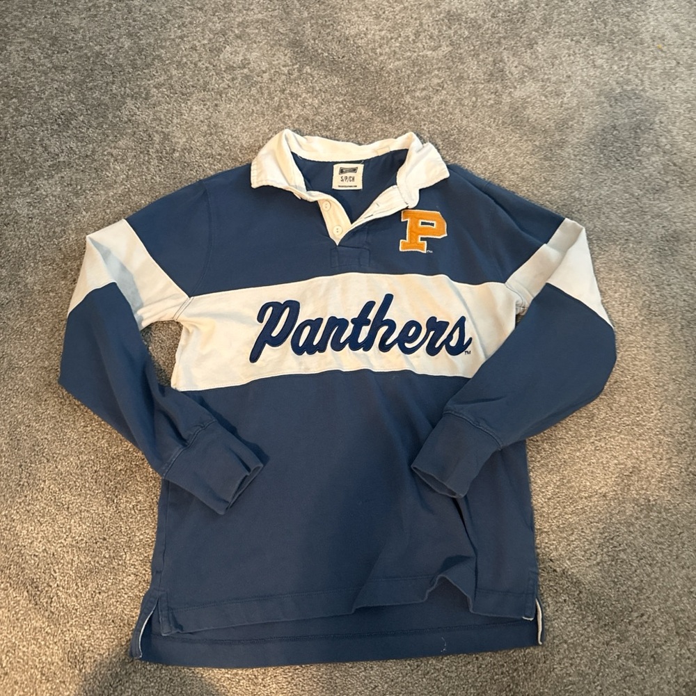 Panthers Striped Rugby Polo - Blue & White Long Sleeve